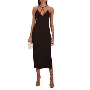 FRAME Delicate Knot‎ Crepe Midi Dress Small